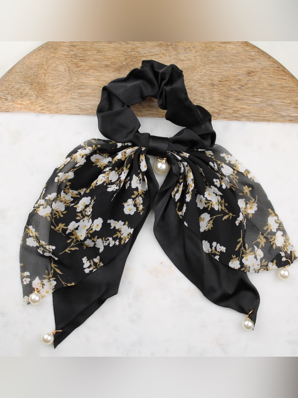 The Floral Midnight Scrunchie Scarf